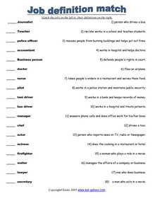 Esl Job Description Worksheet